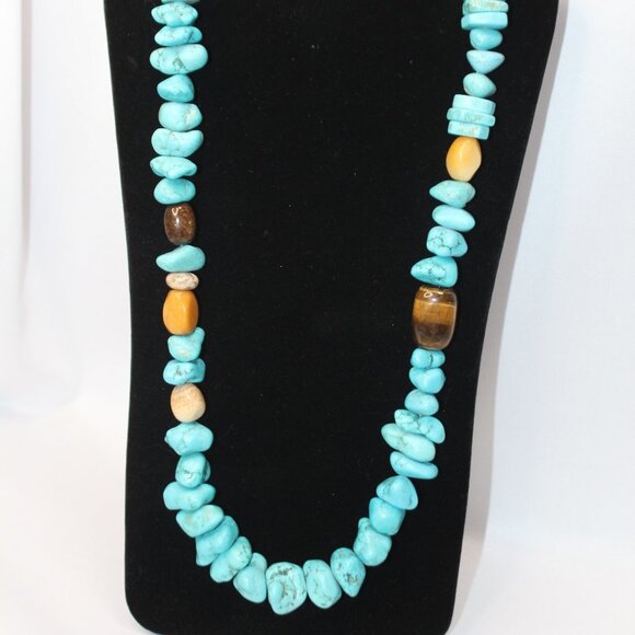 Large Turquoise Chunck and Gemstone Necklace - Picture 2 of 14